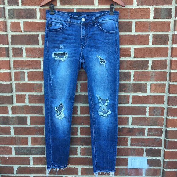 KanCan Jeans Mid-Rise Skinny Slim Fit Distressed  Size 9/28 Stretch - Picture 1 of 12